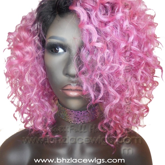 Accessories - Konie pink wig curly lace PART wig curly bob pink
